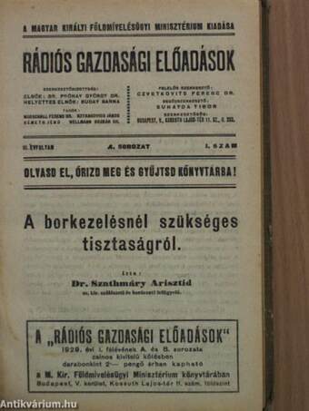 Rádiós Gazdasági előadások 1930. január-december