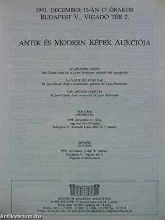 Antik és Modern Képek Aukciója 1991. december 13.