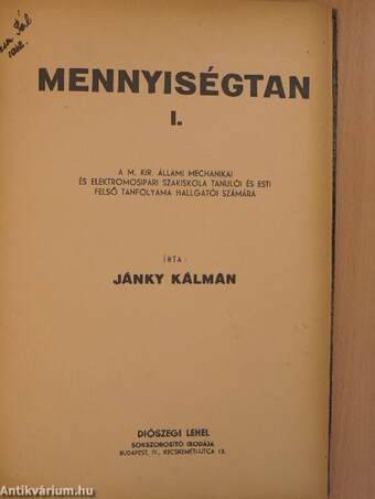 Mennyiségtan I-II.