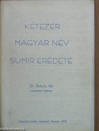 Kétezer magyar név sumir eredete