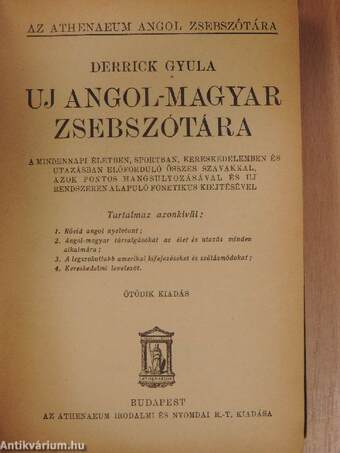 Derrick Gyula uj angol-magyar zsebszótára