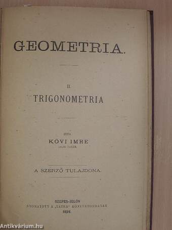 Mathematikai feladatok a középiskolák felsőbb osztályai számára I-II./Geometria II-III.