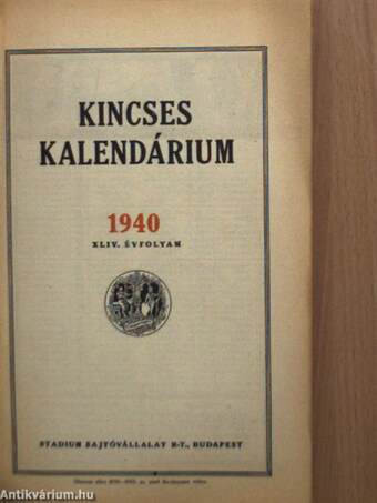 Kincses Kalendárium 1940