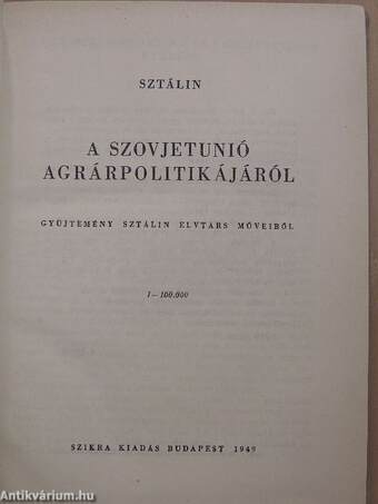 A Szovjetunió agrárpolitikájáról