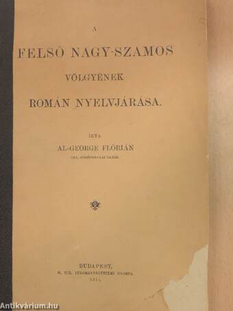 A felső Nagy-Szamos völgyének román nyelvjárása