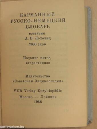 Russisch-Deutsches Taschenwörterbuch (minikönyv)