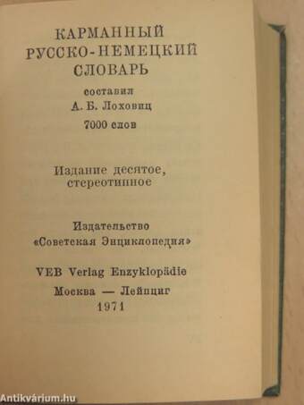 Russisch-Deutsches Taschenwörterbuch (minikönyv)