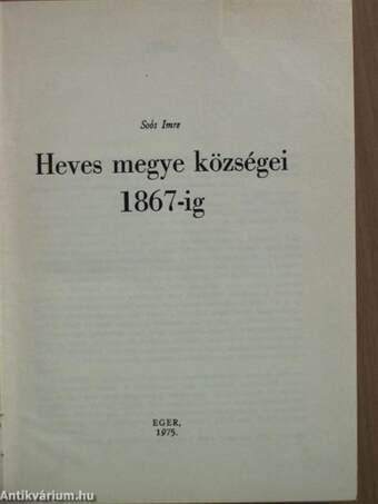 Heves megye községei 1867-ig