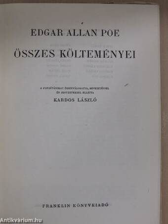 Edgar Allan Poe összes költeményei