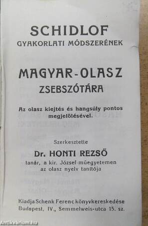 Schidlof gyakorlati módszerének magyar-olasz/olasz-magyar zsebszótára