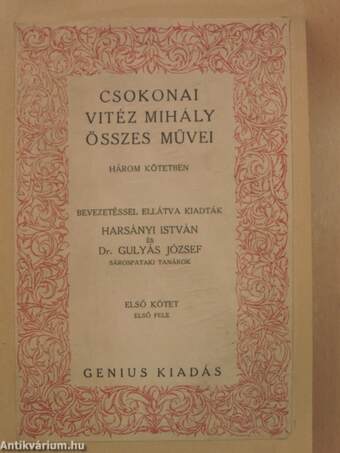 Csokonai Vitéz Mihály összes művei három kötetben I-III.