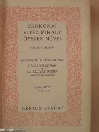 Csokonai Vitéz Mihály összes művei három kötetben I-III.