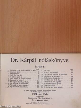 Dr. Kárpát nótáskönyve