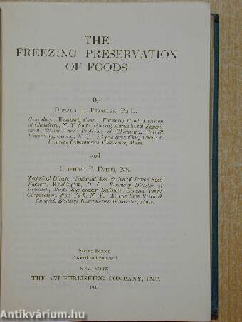 The Freezing Preservation of Foods