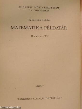 Matematika példatár II/2.