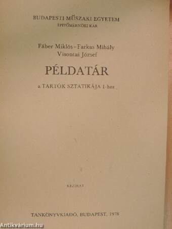 Példatár a Tartók sztatikája I-hez