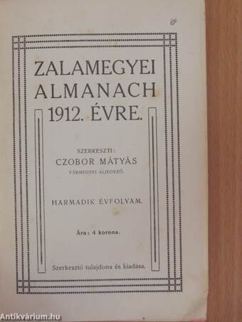 Zalamegyei almanach 1912. évre