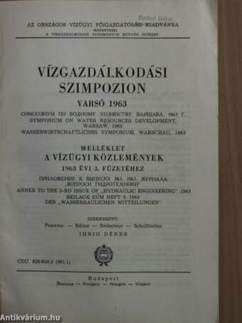 Vízgazdálkodási Szimpozion, Varsó 1963.