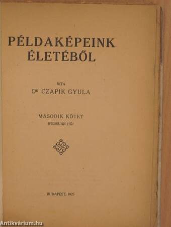 Példaképeink életéből II.