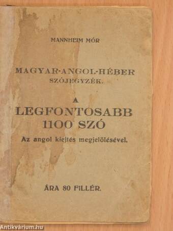 Magyar-angol-héber szójegyzék