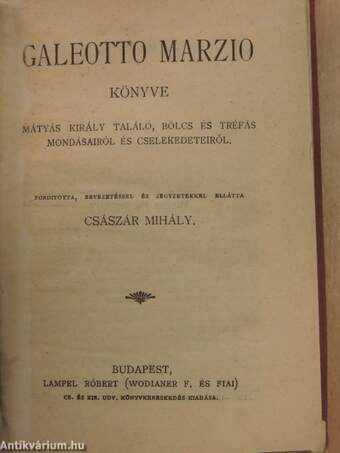 Galeotto Marzio könyve
