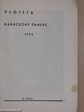 Vigilia 1935. Karácsony ünnepe IV.