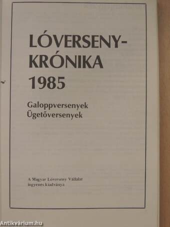 Lóversenykrónika 1985