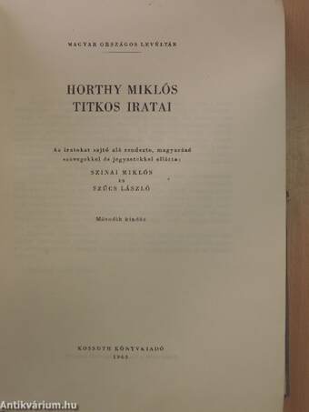 Horthy Miklós titkos iratai