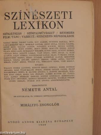 Színészeti lexikon II. (töredék)