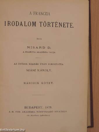 A franczia irodalom története II.