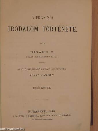 A franczia irodalom története I.