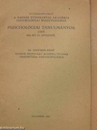 Adatok Csontváry Kosztka Tivadar festőművész patográfiájához