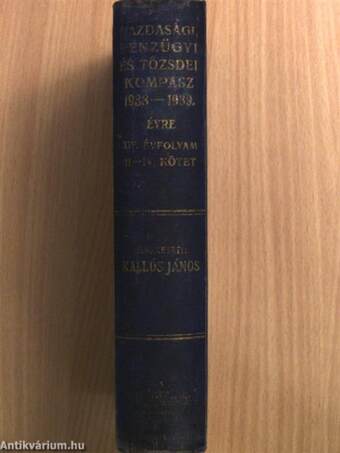 Gazdasági, Pénzügyi és Tőzsdei Kompasz 1938-1939. évre