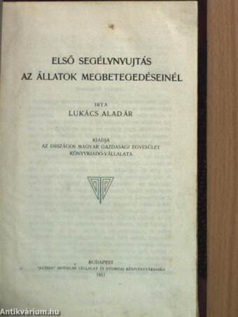 Első segélynyujtás az állatok megbetegedéseinél