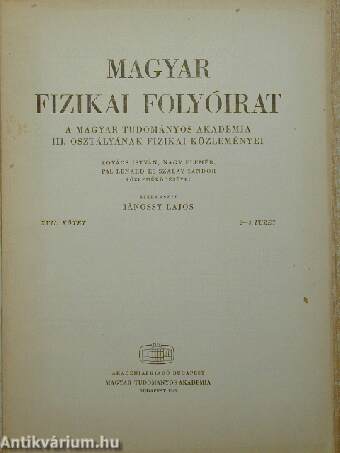 Magyar Fizikai Folyóirat XVII. kötet 2-3. füzet