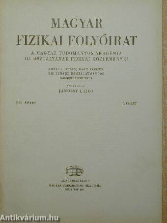 Magyar Fizikai Folyóirat XIX. kötet 5. füzet