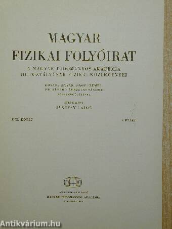 Magyar Fizikai Folyóirat XIX. kötet 4. füzet