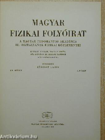 Magyar Fizikai Folyóirat XX. kötet 2. füzet