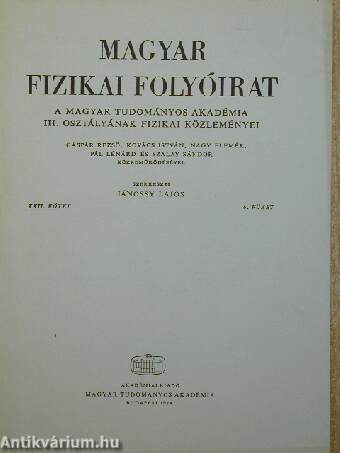 Magyar Fizikai Folyóirat XXII. kötet 6. füzet