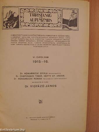 Turistaság és Alpinizmus 1915-16.