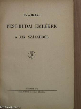 Pest-budai emlékek a XIX. századból