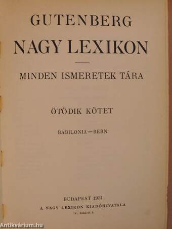 Gutenberg Nagy Lexikon V. (töredék)