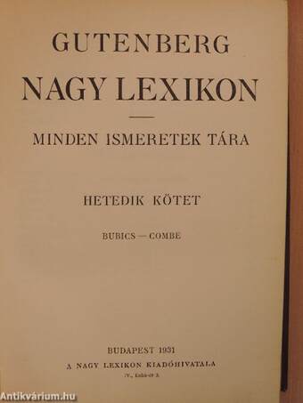 Gutenberg Nagy Lexikon VII. (töredék)