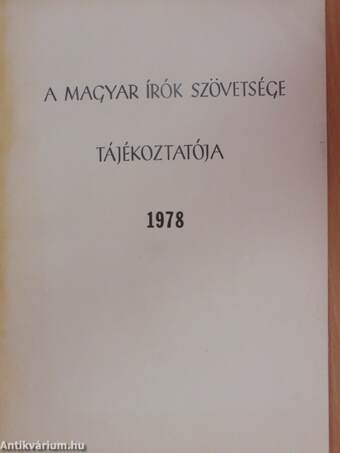 A Magyar Írók Szövetsége tájékoztatója 1978