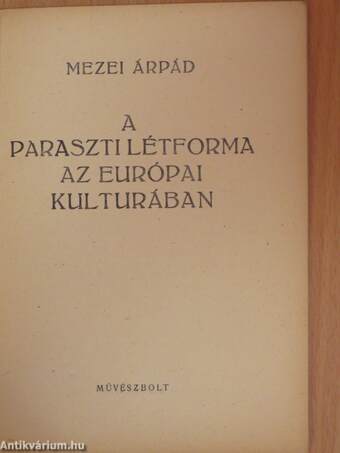 A paraszti létforma az európai kulturában