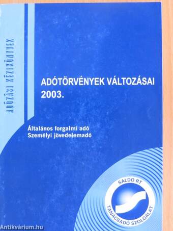 Adótörvények változásai 2003