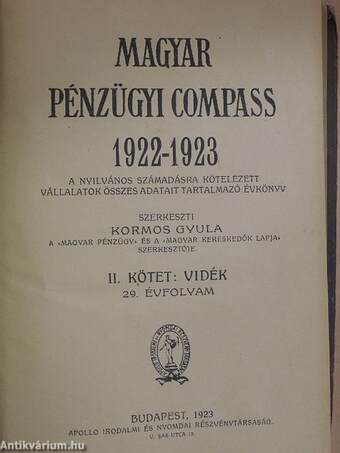 Magyar pénzügyi compass 1922-1923 II-IV.