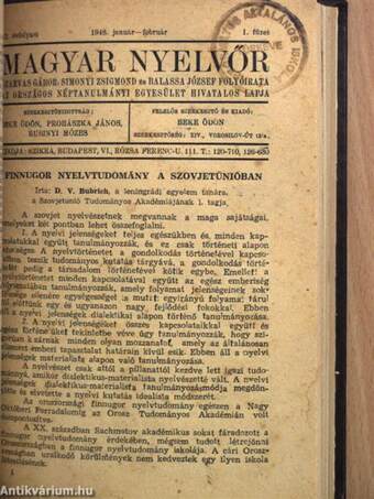 Magyar Nyelvőr 1947. január-december/1948-1949. (nem teljes évfolyam)