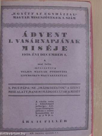 "Együtt az egyházzal" magyar miseszövegek (vegyes számok, 42 db)