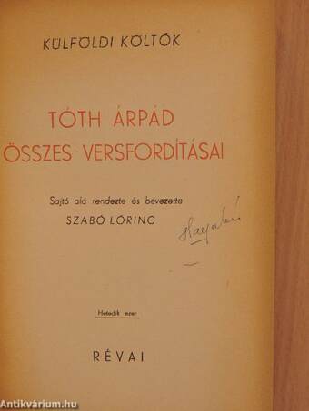 Tóth Árpád összes versfordításai